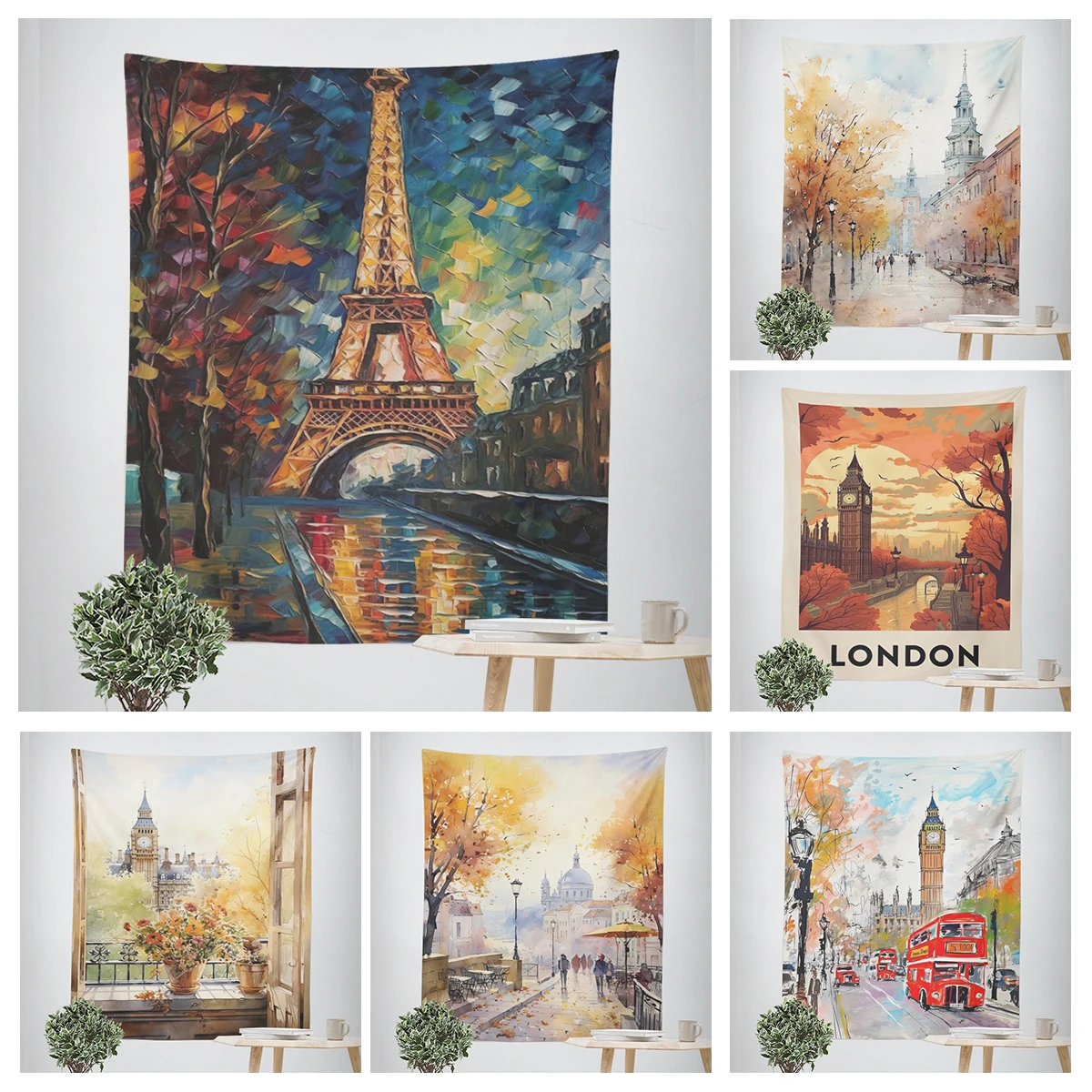 Home decorations modern room decor wall tapestry aesthetic bedroom aesthetic wall art large fabric Tower scenery tapestrys