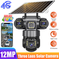V380 Pro 12MP 10X Zoom Triple Lens 4G Solar Camera Outdoor Three Screen PIR Motion Detection Security Surveillance CCTV Cameras