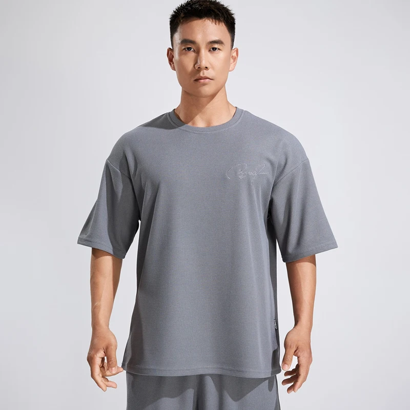 

New summer trend men's T-shirt Street wear loose casual crew neck short sleeve T-shirt top small plaid embroidery men's wear