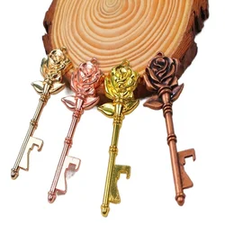 1PCS Rose Flower Keychain key bottle opener Beer Openers Keyring Key chain Wedding Party Favor Gift