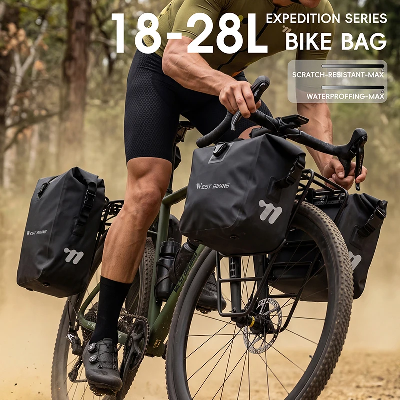 WEST BIKING Bike Pannier Bag Waterproof Quick Release 12-28L For