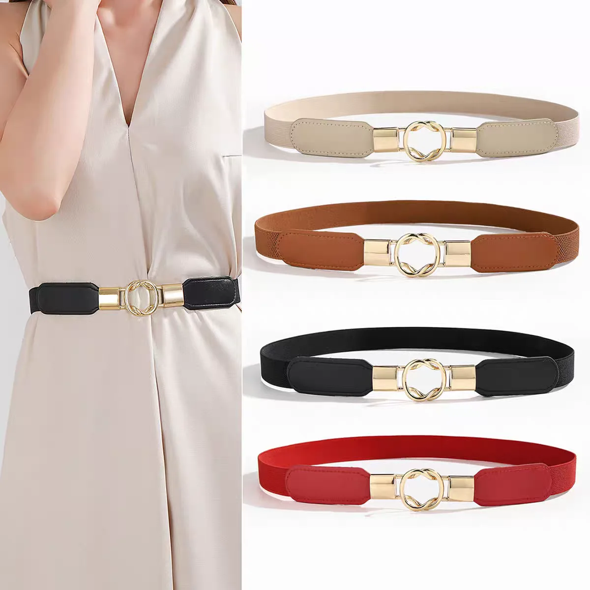 

Women's Retro Good Elastic Waistband Belt Fashion High-quality Black Belt Popular Trend Belt for Dress Trousers Decorative
