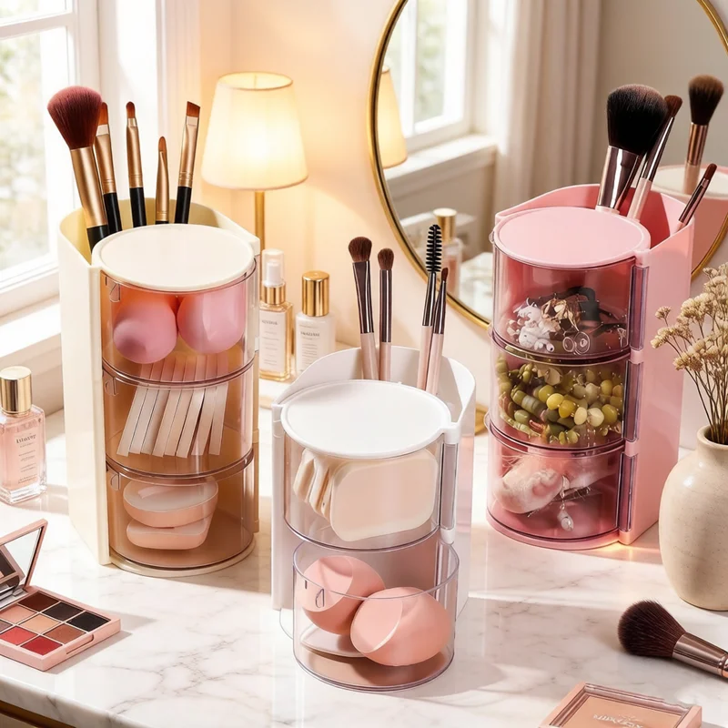 

Multifunctional Clear Acrylic Organizer Desktop Storage Box for Hair Tie Headband Makeup Brush Hair Accessories Jewelry Holder
