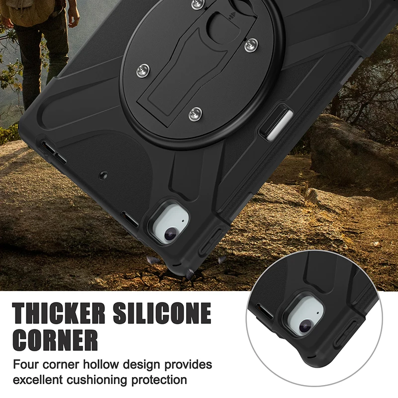 Case For iPad Air 13 inch 2024 M2 Tablet Case Kickstand Holder Pencil Slot 360 Rotation Disk with 4 Screw Hole Protective Cover