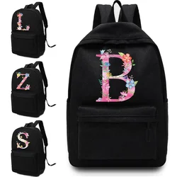 Zaini di tela spalle da donna borsa da scuola stampa di lettere rosa zaino Casual Designer zaino per Laptop borse sportive Unisex