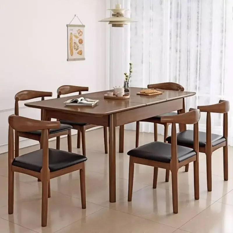 w*-Style Brown Dining Tables Minimalist Designer Luxury Wooden Dining Tables Space Saving Modern Mesa Jantar Furniture For Home