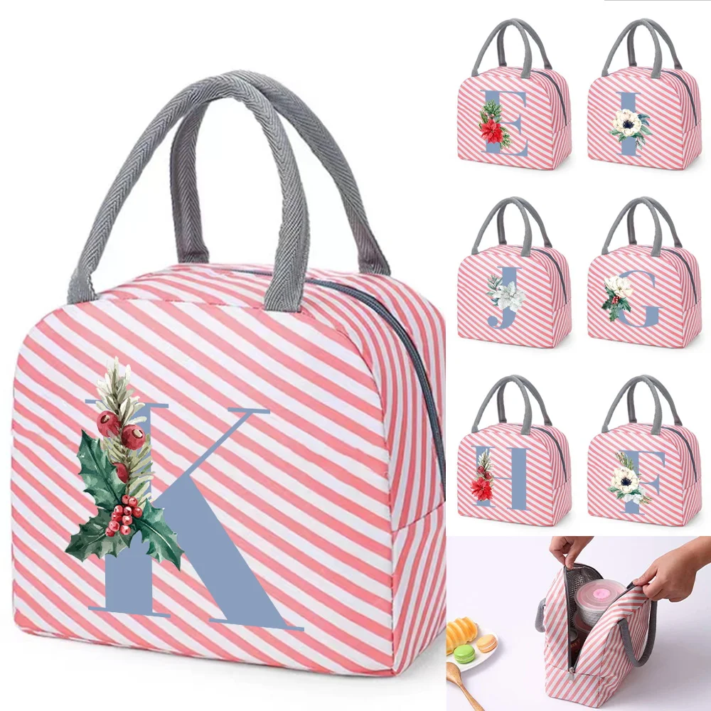 

Canvas Lunch Box Bag New Blue Flower Cooler Picnic Bag Fashion Lunch Bag School Food Insulated Dinner Bag Camping Travel Handbag