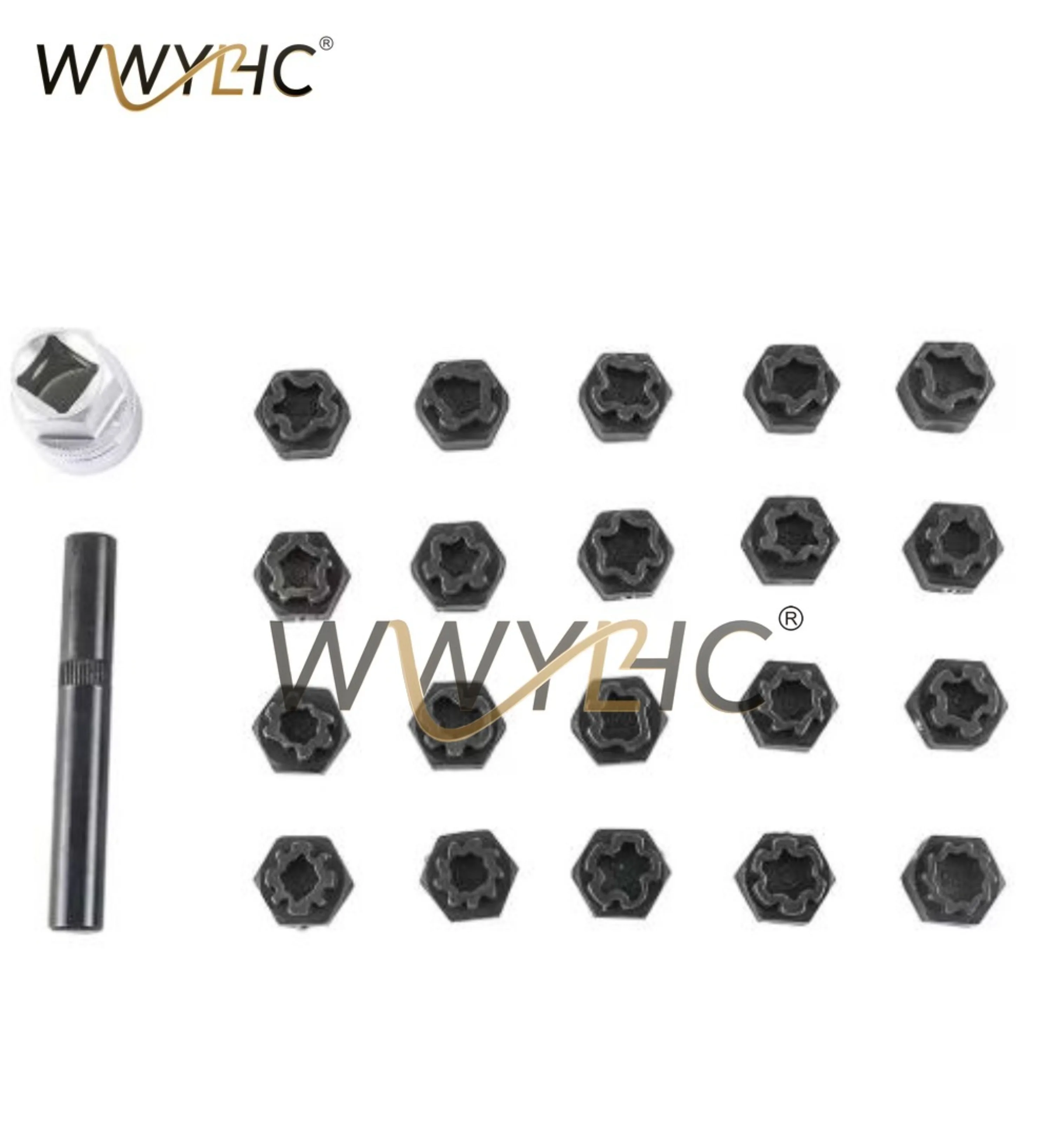 New 22pcs Wheel Lock Lug Nut Removal Key Socket Set Anti-Theft Screw Kit for  521-540 Anti-Theft Screw Sleeve