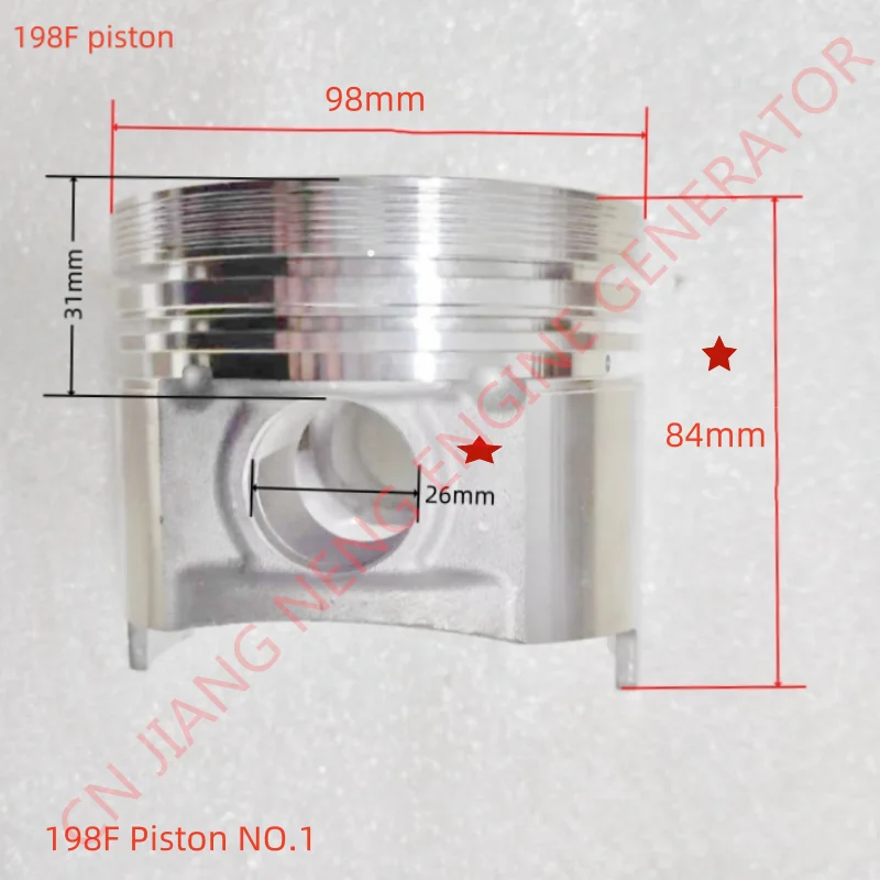 Air-Cooled Single Cylinder Diesel Engine 8KW/10KW Compatible Piston for KD192F KD195F KD198F 1100F 1105F Series Generator Fit
