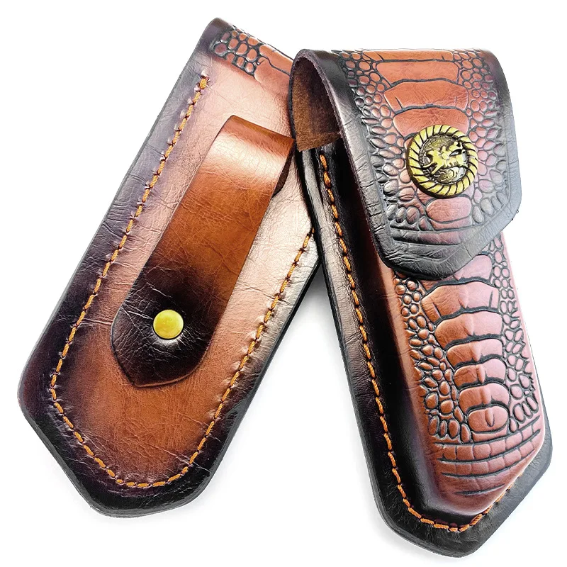 Folding Cowhide Knife Cover Universal Head Layer Tool EDC Scabbard Hand Tool Accessories view 4
