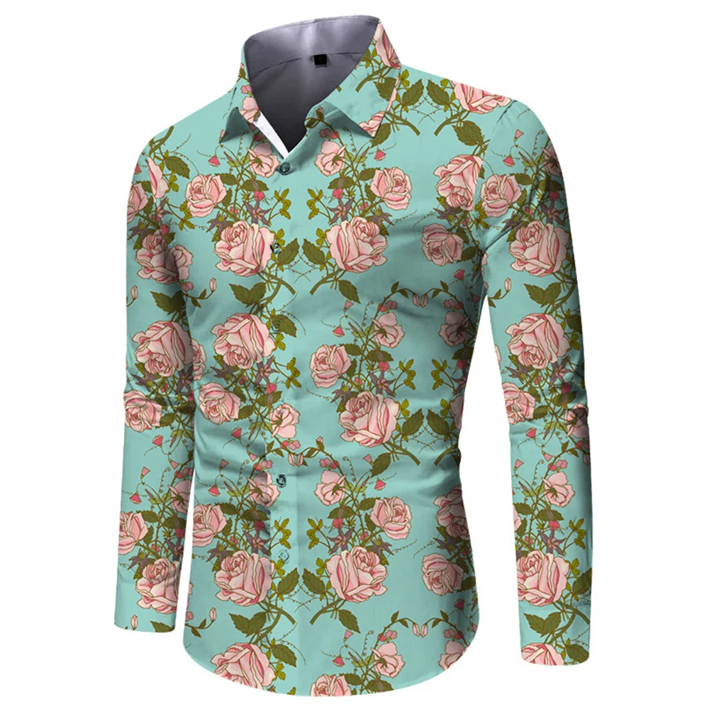 New Fashion Personality Floral Shirts For Men 3d Printed Lapel Long Sleeved Shirts Y2k Vintage Casual Slim Women Clothes Tops