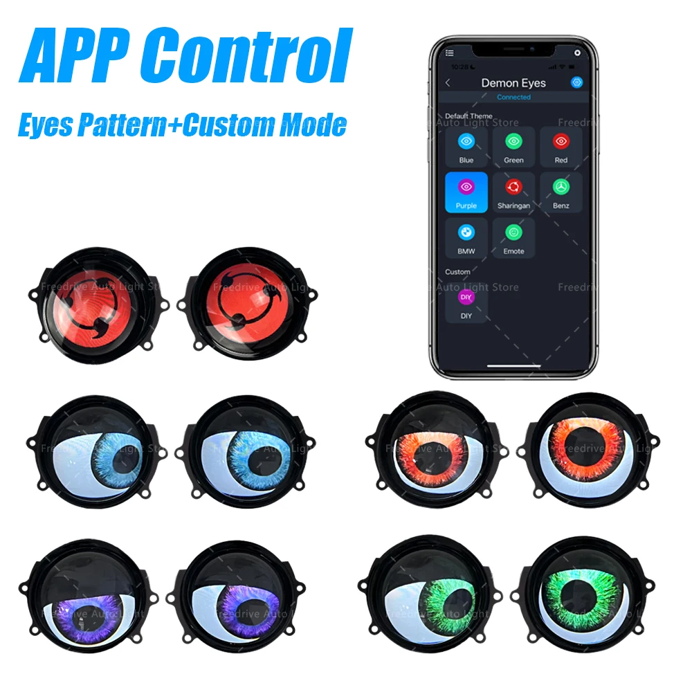 2pcs 7th Devil Eyes Lens 3 Inch for 12v Car WIFI Control Eyes Retrofit Kits Fitting Car Light Accessories