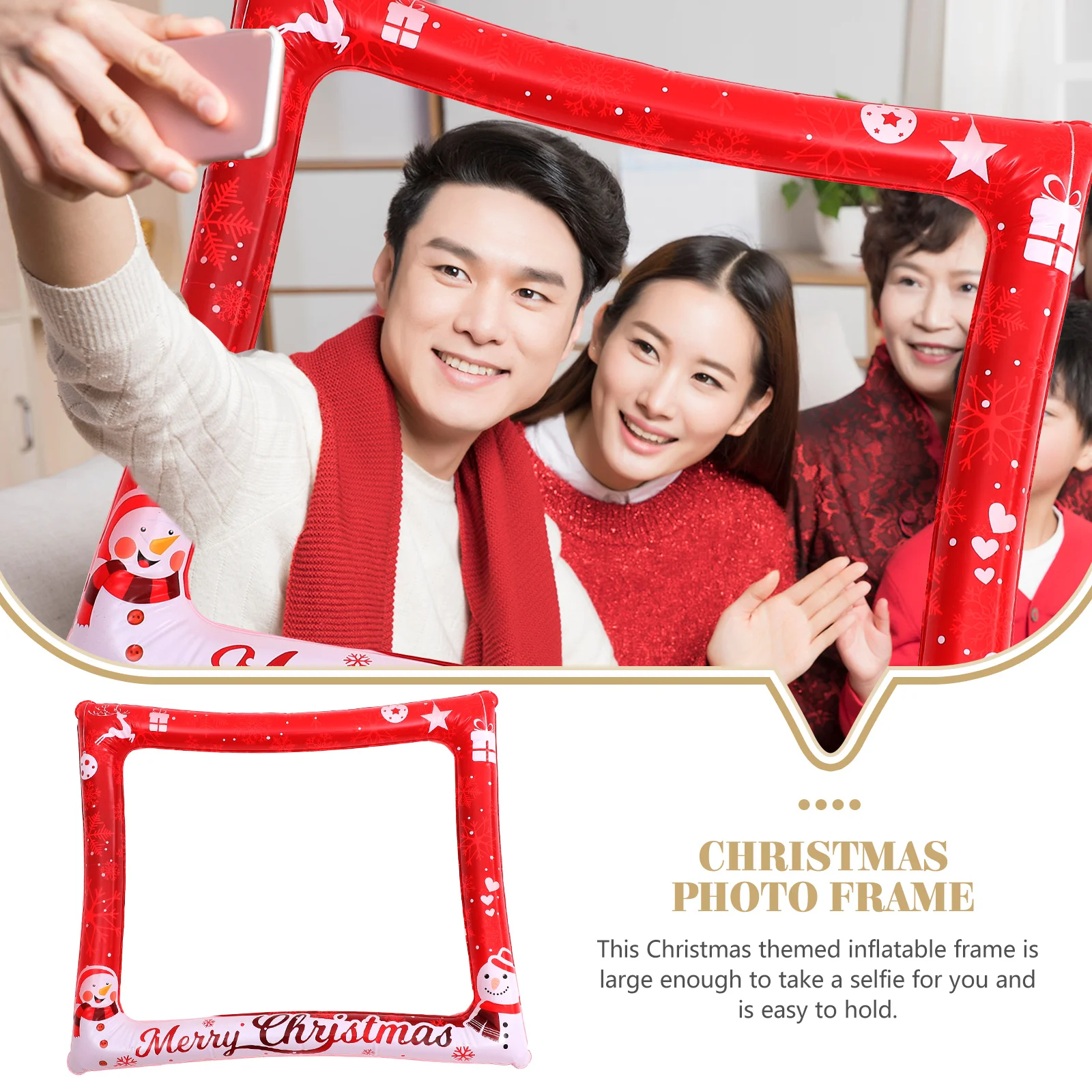 

Christmas Inflatable Frame Large Selfie Photo Booth Prop For Holiday Party Decor Pvc Photo Frame Lightweight Party