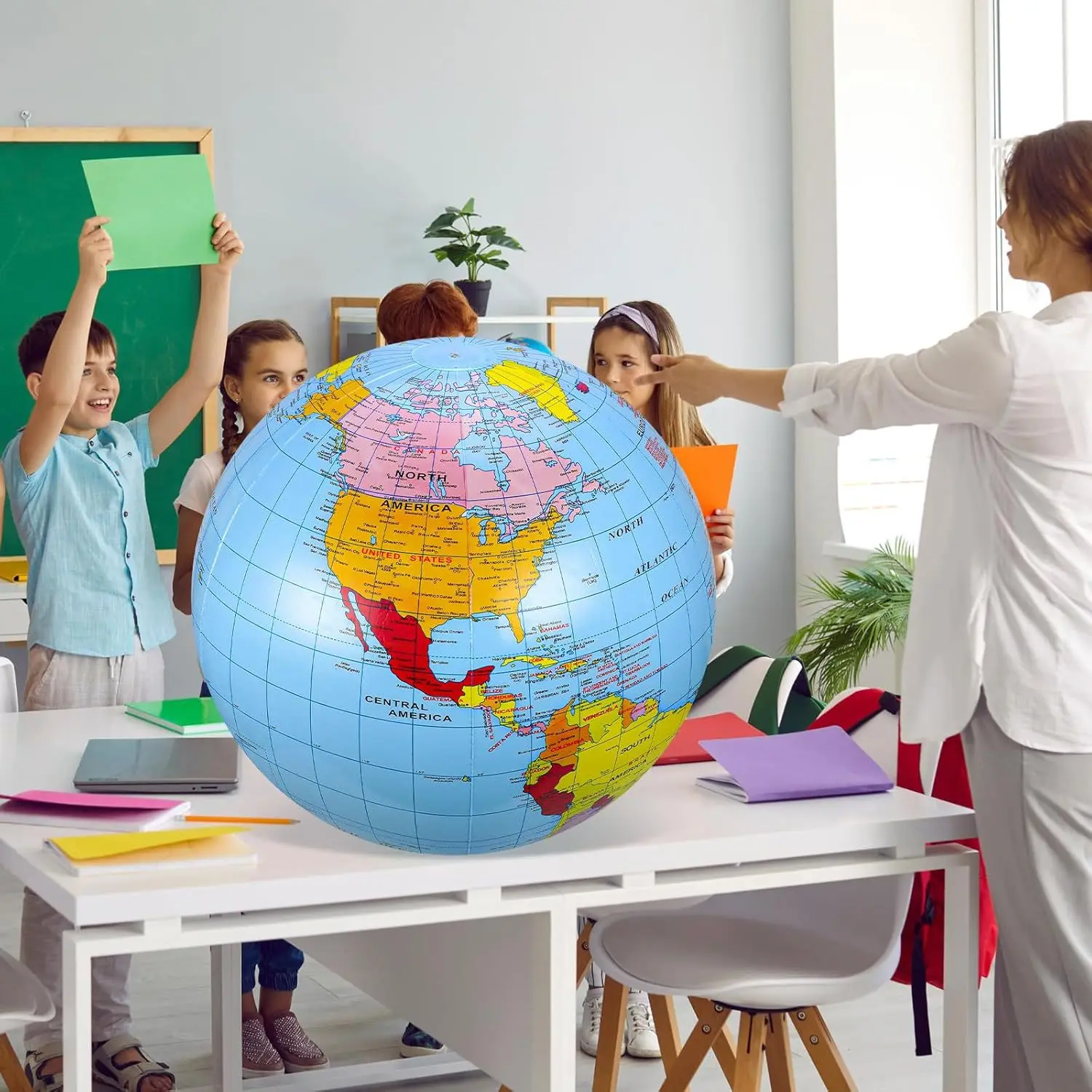 Globe gonflable de 90CM, accessoire d'enseignement, Version anglaise, boule de carte gonflable, jouet d'éveil de géographie pour enfants
