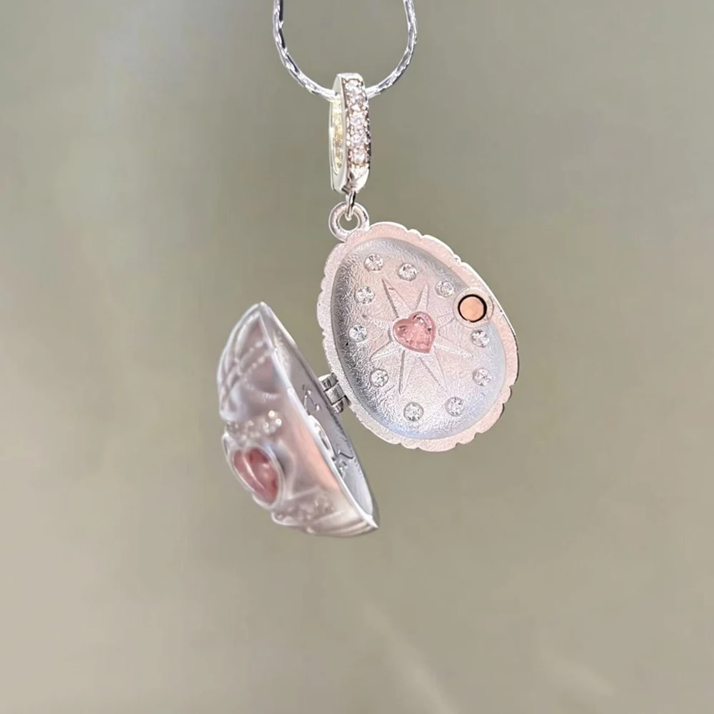 Anime Shugo Chara Hinamori Amu Cosplay Necklace Metal Choker Egg Pendant Pink Zircon Chain Unisex Jewelry Accessories Party Prop