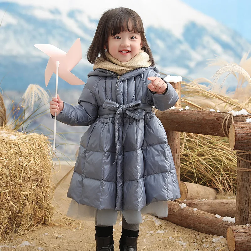 

Down Jacket Girl Mesh Skirt 2023 Winter New White Duck Down Mid Length Cute And Stylish Baby Thick Coat