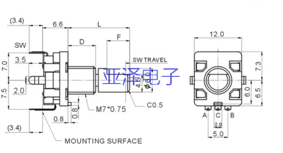 2PCS/lot Taiwan DELTA EC11 encoder positioning number 20 axis length 15MM digital potentiometer with switch