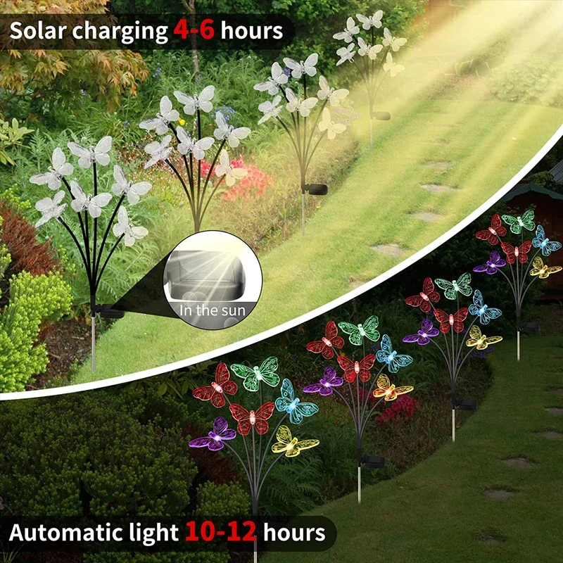 Solar Butterfly Light LED Garden Light 2 Modes Outdoor Waterproof Landscape Light Garden Lawn Decoration