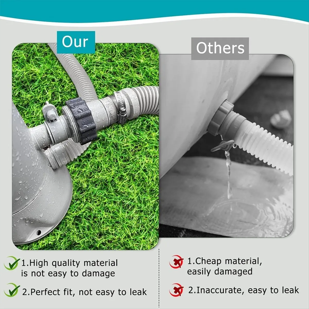 A45I Pool Hose Adapter Kit,2 Types Pool Pump Hose Connector for 1.5 & 1.25 in Hoses for Aboves Ground Pool Replacement Parts