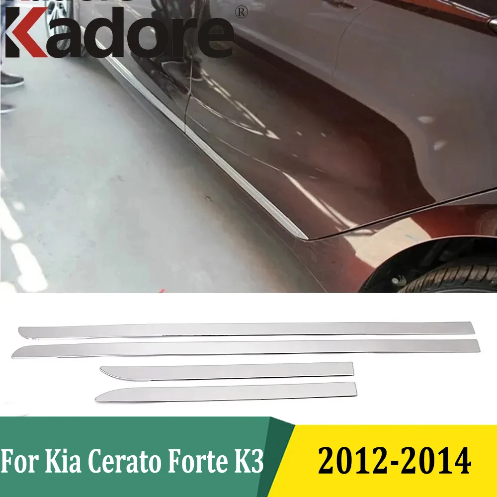 For Kia Cerato K3 Forte 2012 2013 2014 Side Door Body Liner Molding Cover Trim Streamer Car-Styling Stainless Steel