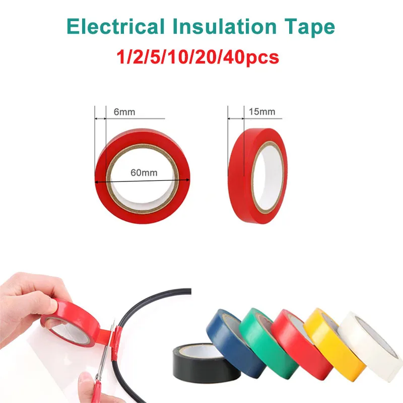 

9M 1/2/5/10/20/40PCS Electrical Tape Insulation Tape Adhesive PVC Waterproof Cable Harness Wiring Loom Protection Tape Colorful