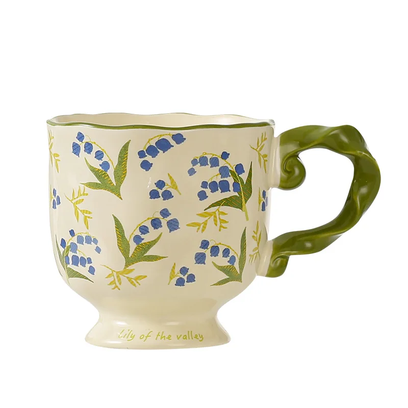 Keramikbecher, Kaffeetasse, hochwertige Blumenbecher, unterglasierte farbige Wasserbecher, tägliche Kaffeetasse für den Haushalt für Frauen, Tassen, Teetasse