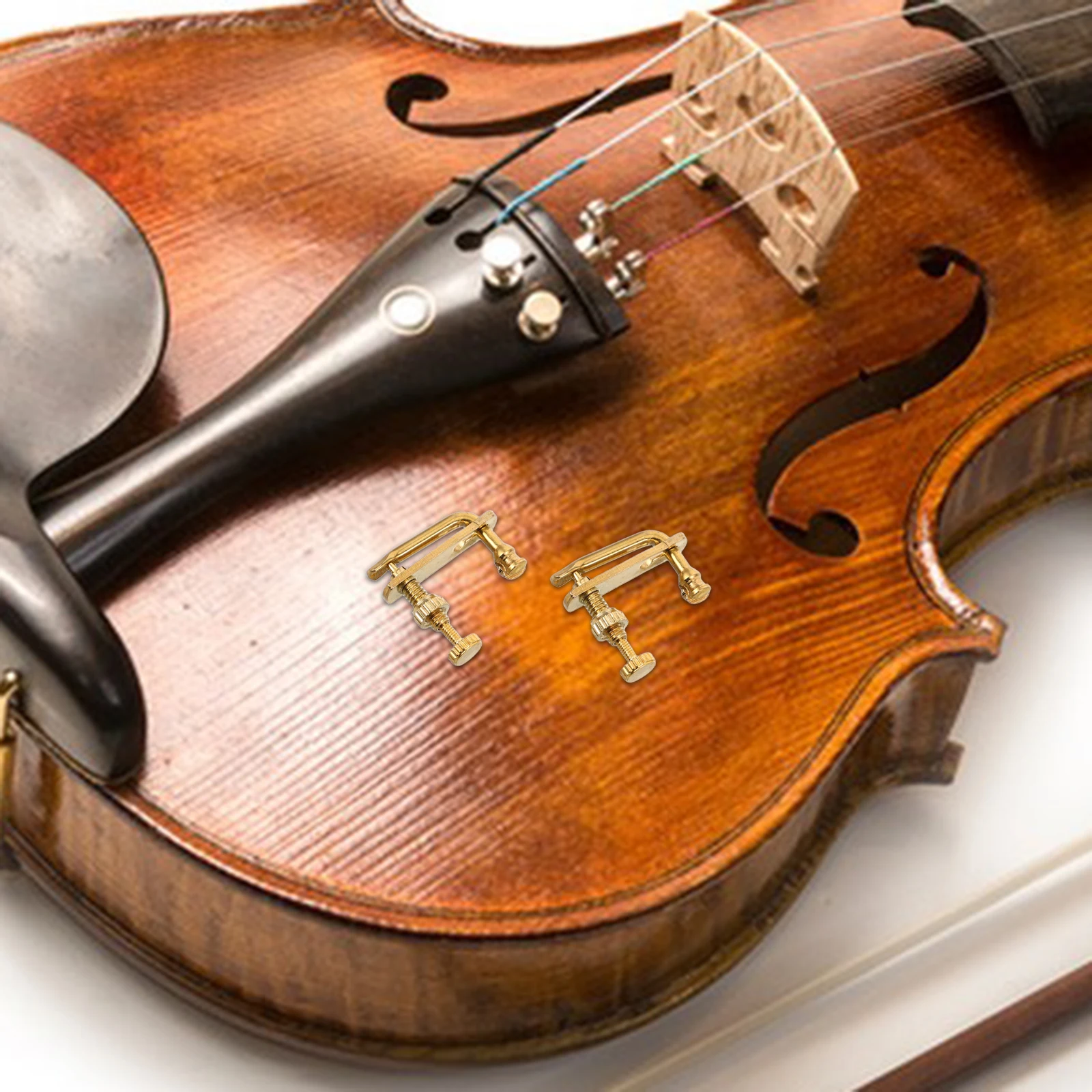 

4 Pcs Violin Trimmer Metal Adjuster Components Golden Musical Instrument Accessories