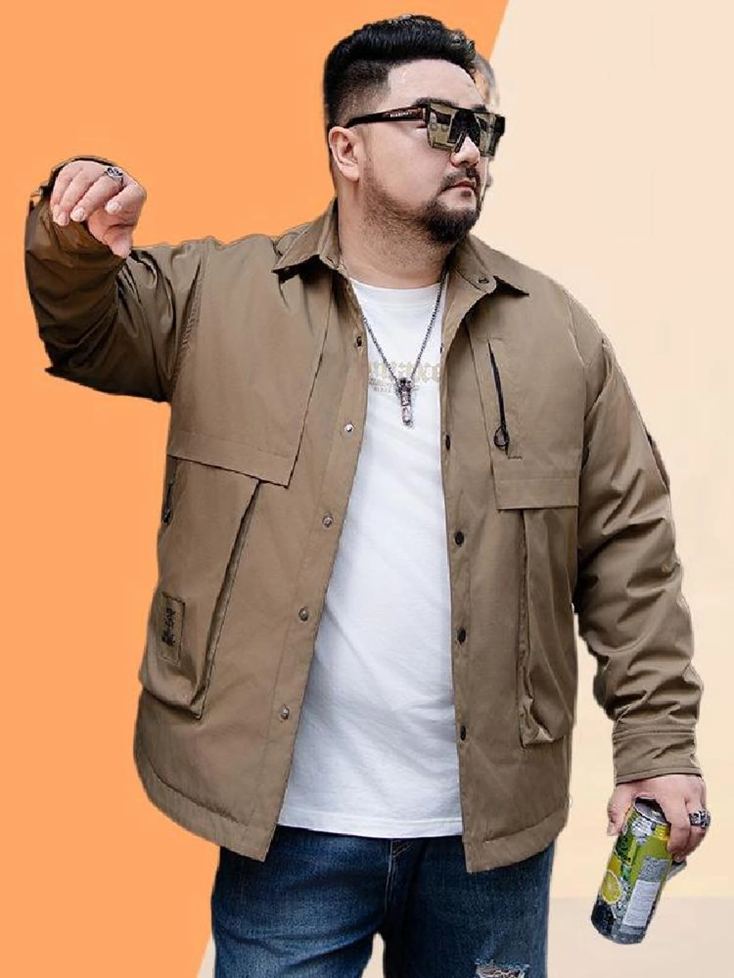 

Men's Thiened down Jaet Winter New plus Size Warm Workwear Collar Padded Coat Outerwear Polyester Fiber White Du down