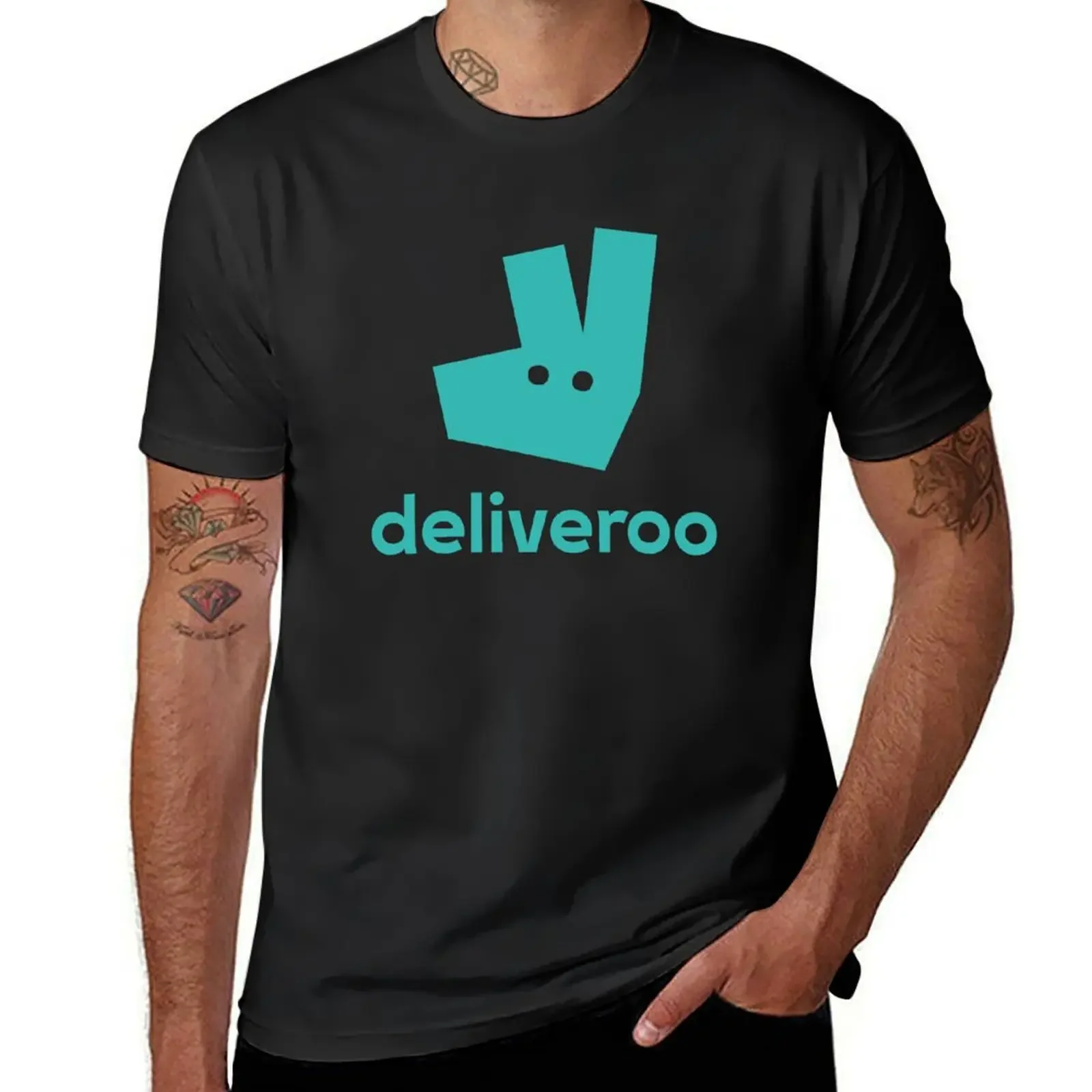 

Футболка deliveroo с принтом животных для мальчиков тяжелые черные тяжелые футболки для мужчин с круглым вырезом Новое поступление Летняя мода Лидер продаж