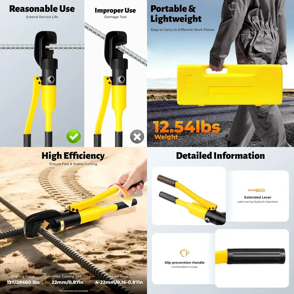 

Portable 13-Ton Manual Rebar Cutter for 4-22mm Steel Bars in Concrete Construction