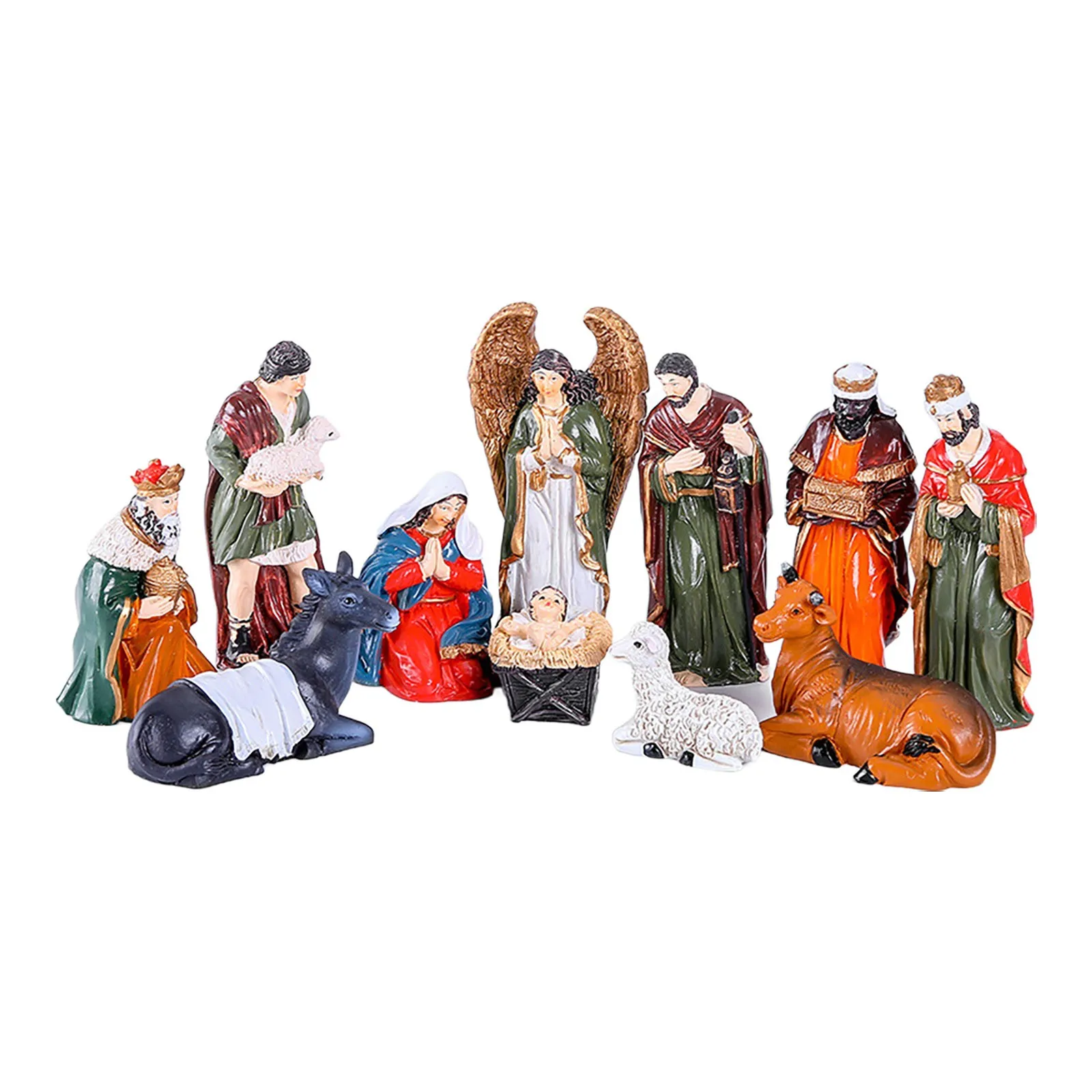 10Pcs Sets For Christmas Nativity Mini Scene Figures Desktop Statue Resin Indoor Decor Jesus Birth Scene Gifts For Home Ornament