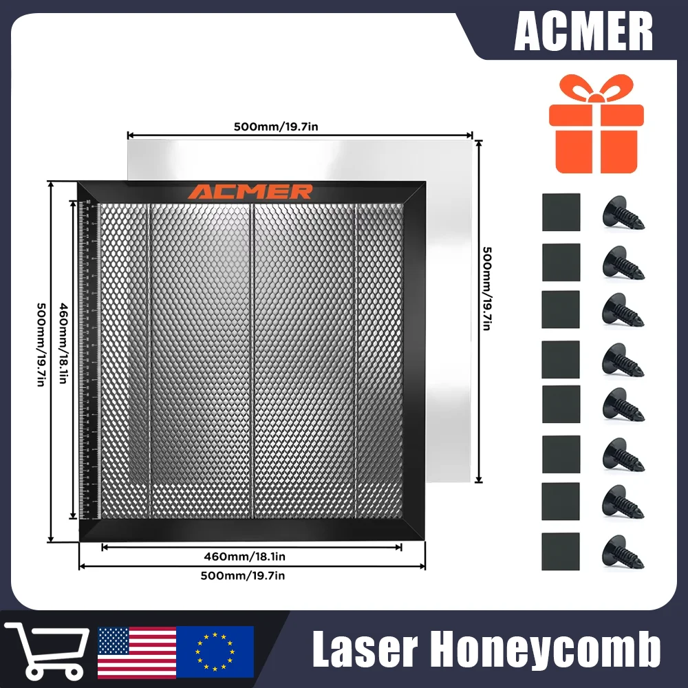 ACMER 500*500mm Table de panneau en nid d'abeille Machine de gravure et de découpe Laser Table de découpe de lit de panneau en nid d'abeille 300*300mm