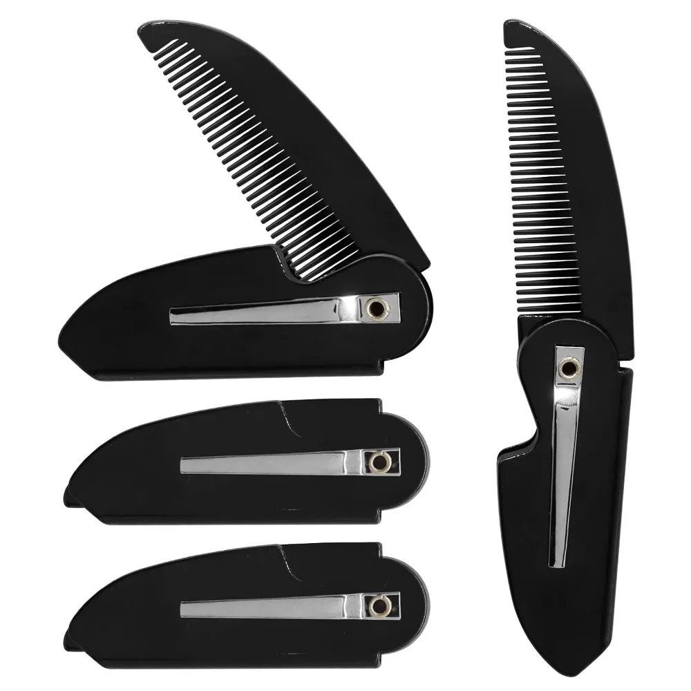 Compact 4-Piece Mustache and Beard Comb Set for Men's Travel Grooming Needs