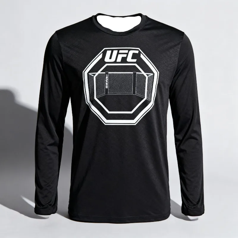 

MOTO-2025 Новый летний боевой топ UFC для мужских видов спорта, тренировок для отдыха, разминки, быстросохнущих, фитнеса, с длинным рукавом.