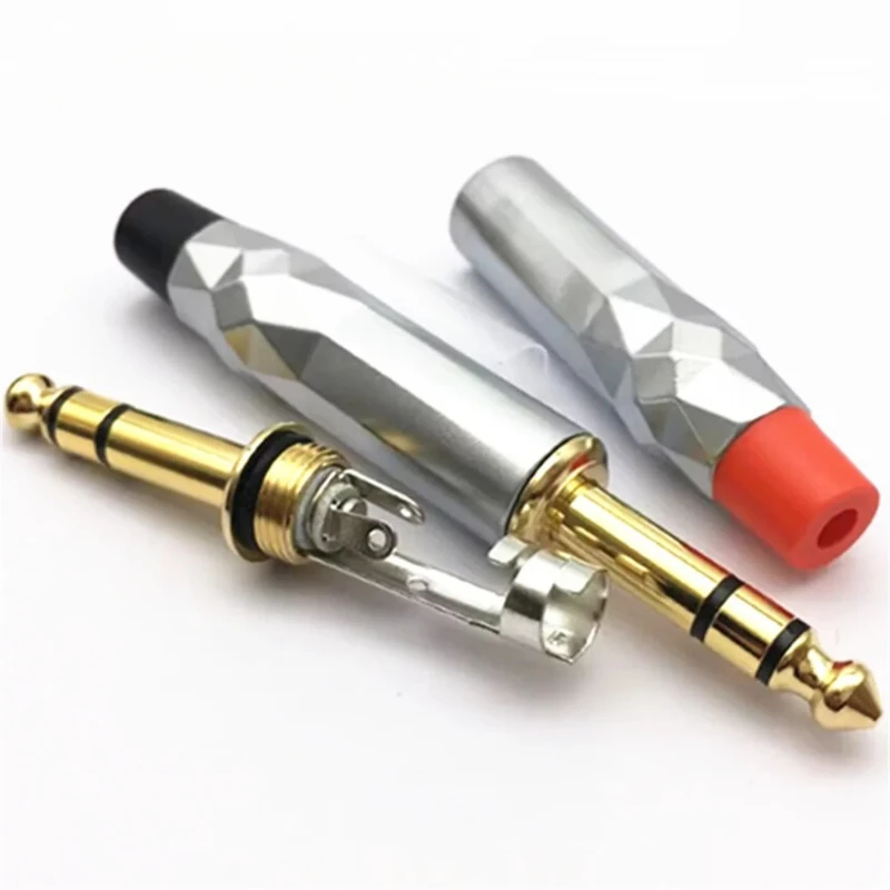 

Gold-plated gem-shaped design 6.5 welding head two-channel three-core 6.35 guitar microphone speaker cable audio plug connector