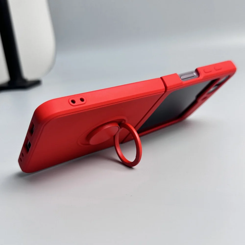 Candy Color Liquid Silicone Magnetic Phone Case For Samsung Galaxy Z Flip ZFlip 6 5 4 3 ZFlip6 Shockproof Ring Stand Soft Cover