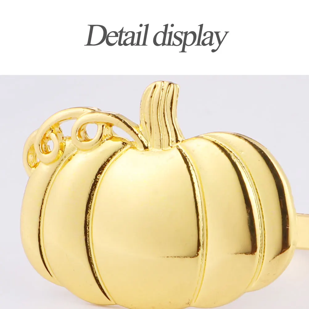 

4 Pcs Pumpkin Napkin Rings Sturdy Metal Electroplated Anti Corrosion Halloween Table Decor Supplies Dining Accessories