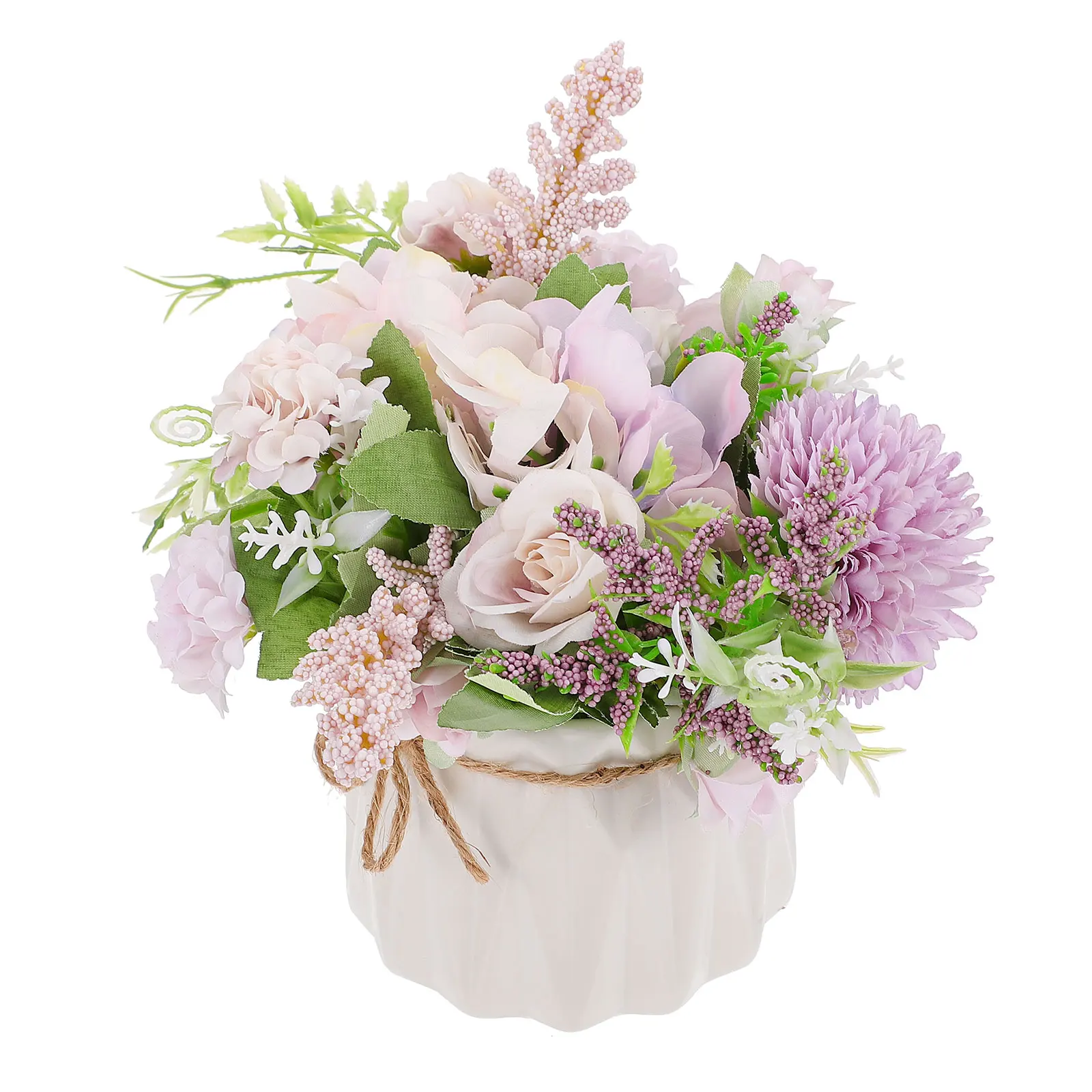 

Ceramic Flowerpot Simulated Rose Artificial Plants Realistic Bonsai Decor Indoor Office Faux Flower Home Adornment