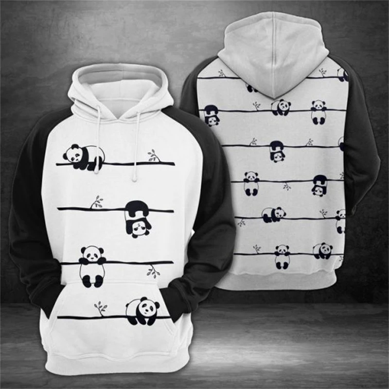 New In Cute Panda Graphic Sweatshirts Fashion Casual Funny Animals 3D Printed Men Women Hoodies Loose Trend Kids Hoody Pullovers