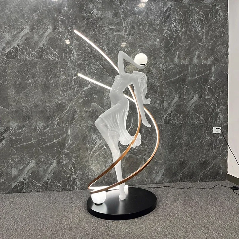 Italian light luxury figure sculpture ornament, home staircase dance art decoration, creative floor lamp ornament