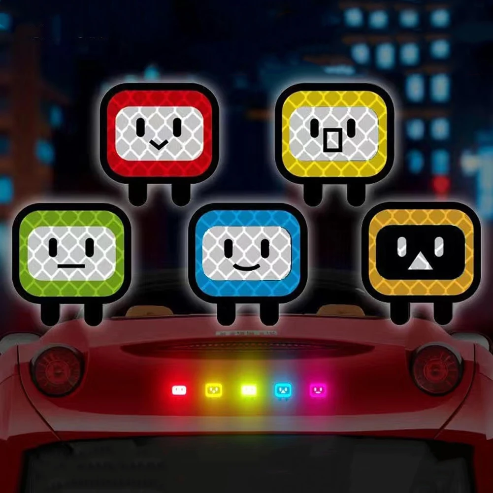 10 قطعة دراجة نارية عالمية سيارة دراجة ملصق الكرتون تحذير السلامة عاكس عالية عاكس الشريط لملصقات خوذة دراجة السيارة