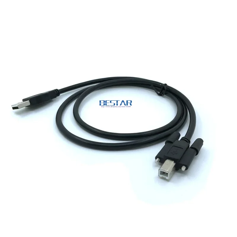 BM USB 2,0 A macho a USB 2,0 B macho tipo B Cable de fecha 1m 1,5m 3m 5m con tornillo para conector de agujeros de montaje en Panel 1 1,5 3 5 metros