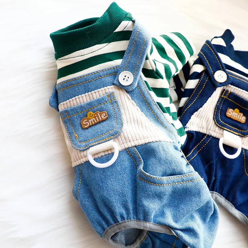 الحيوانات الأليفة الدنيم هوديي بذلة السروال القصير تي شيرت الكلب معطف القط جرو سترة الخريف الشتاء الملابس الملابس