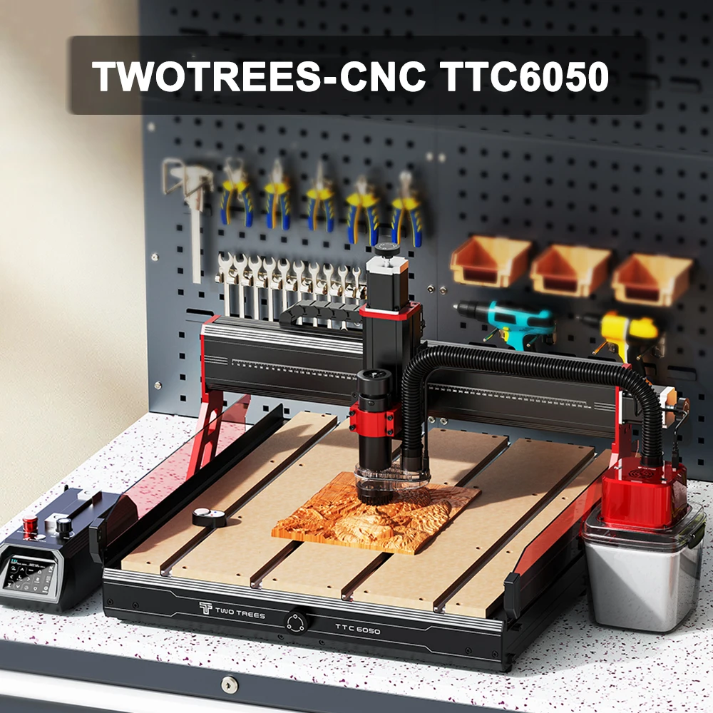 

Twotrees CNC Router Machine TTC6050 Wood Carving Machine Aluminum T-slots support MDF boards,compatible with various jig kits