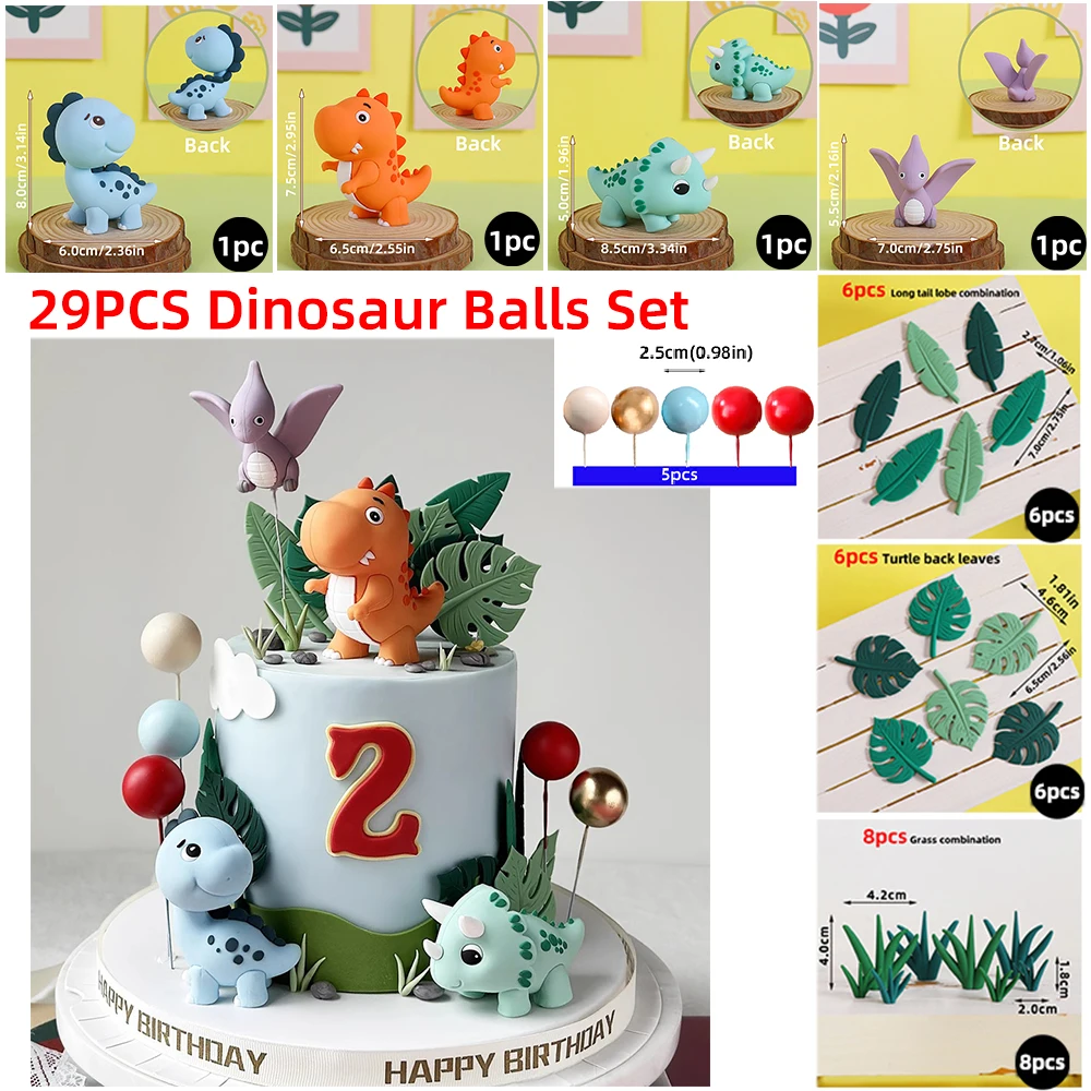 Jurassic Dinosaur Cake Topper Fire Dragon Stegosaurus Brachiosaurus Beeldjes voor Kid Cartoon Verjaardagsfeestje Cake Decor Supplies