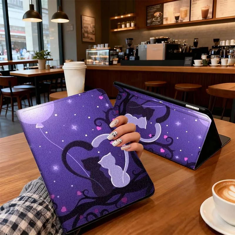 

Cute Pet Cat Art Pattern For Oppo Pad X SE 4 3 11 13.2 11.61 11.4 10.36 Pro 2 Air2 2025 Silk Pattern Soft Tablet Case