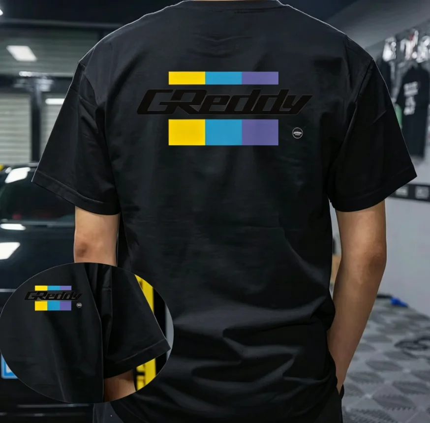 2026 Men's Oversized T Shirt JDM Racing Color Block Graphic Print Short Sleeve Cotton Auto Culture Unisex Tee