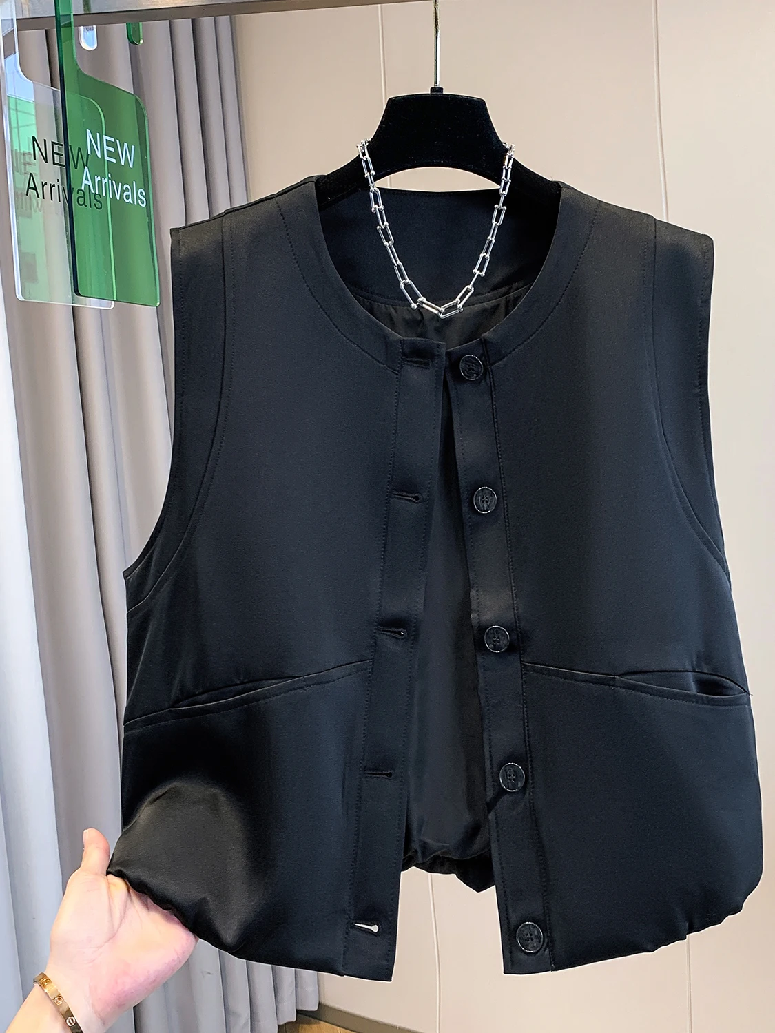 Top E de Decote Redondo para Mulheres, Estilo Primavera-Outono, Ajuste Solto, Barra Elástica, Jaqueta Versátil e Faion