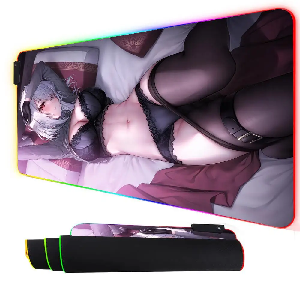 

RGB коврик для мыши сексуальная девушка аниме хентай игровой коврик резиновый противоскользящий настольный коврик светодиодное свечение игровая клавиатура коврик для мыши геймер аксессуары для ПК