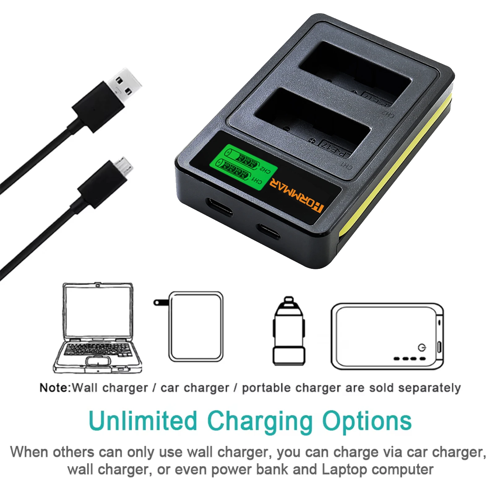 LP-E17 LPE17 LP E17 Camera Battery LED Dual USB Charger for Canon EOS R8 R50 RP 200D 250D M3 M5 M6 750D 760D T6s 800D T8i